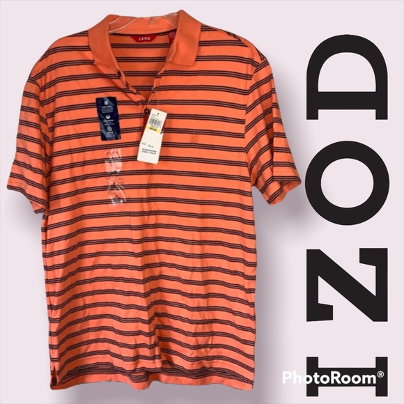 Izod Other - NWT $48 IZOD Med Mens Striped Windward Cool Polo Top with UPF